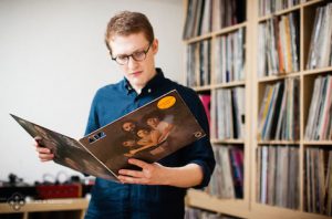 Sam Shepherd, also known as Floating Points, a vinyl record collector from London, UK photographed with his vinyl collection at his home for Dust & Grooves. © Copyright - Eilon Paz - www.dustandgrooves.com